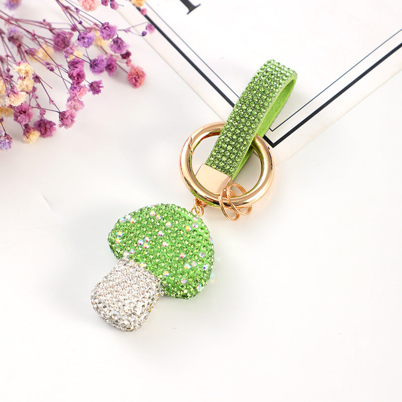 Wholesale 10pcs Zinc Alloy Mushroom Diamond Keychain